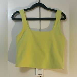Express XS Yellow Body Contour Square Neck Cropped Tank